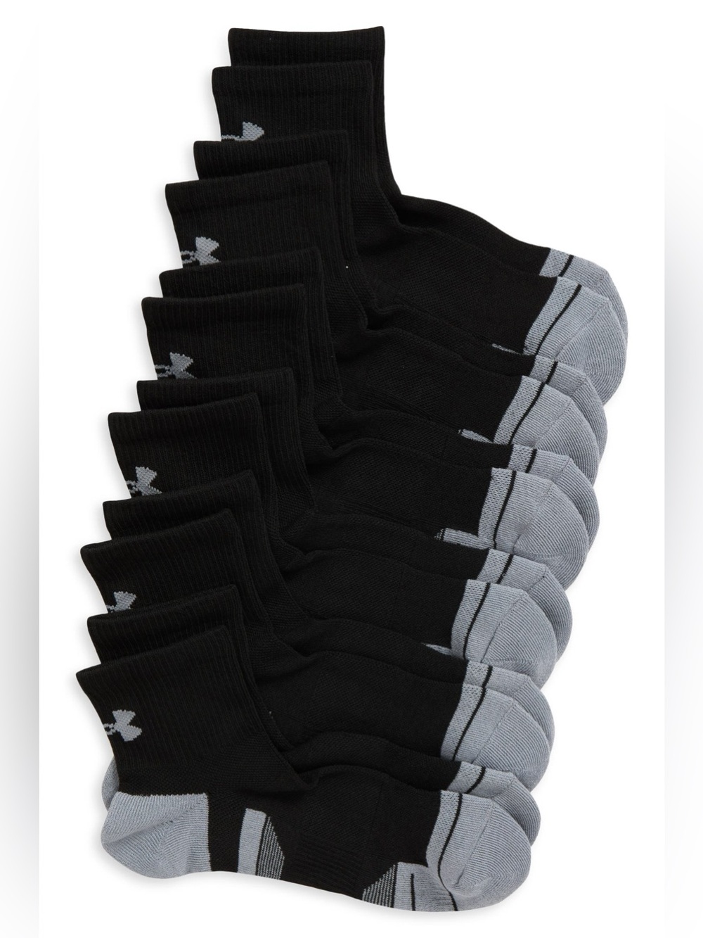 Under Armour Quarter Socks Performance Tech Black Grey Large Men’s